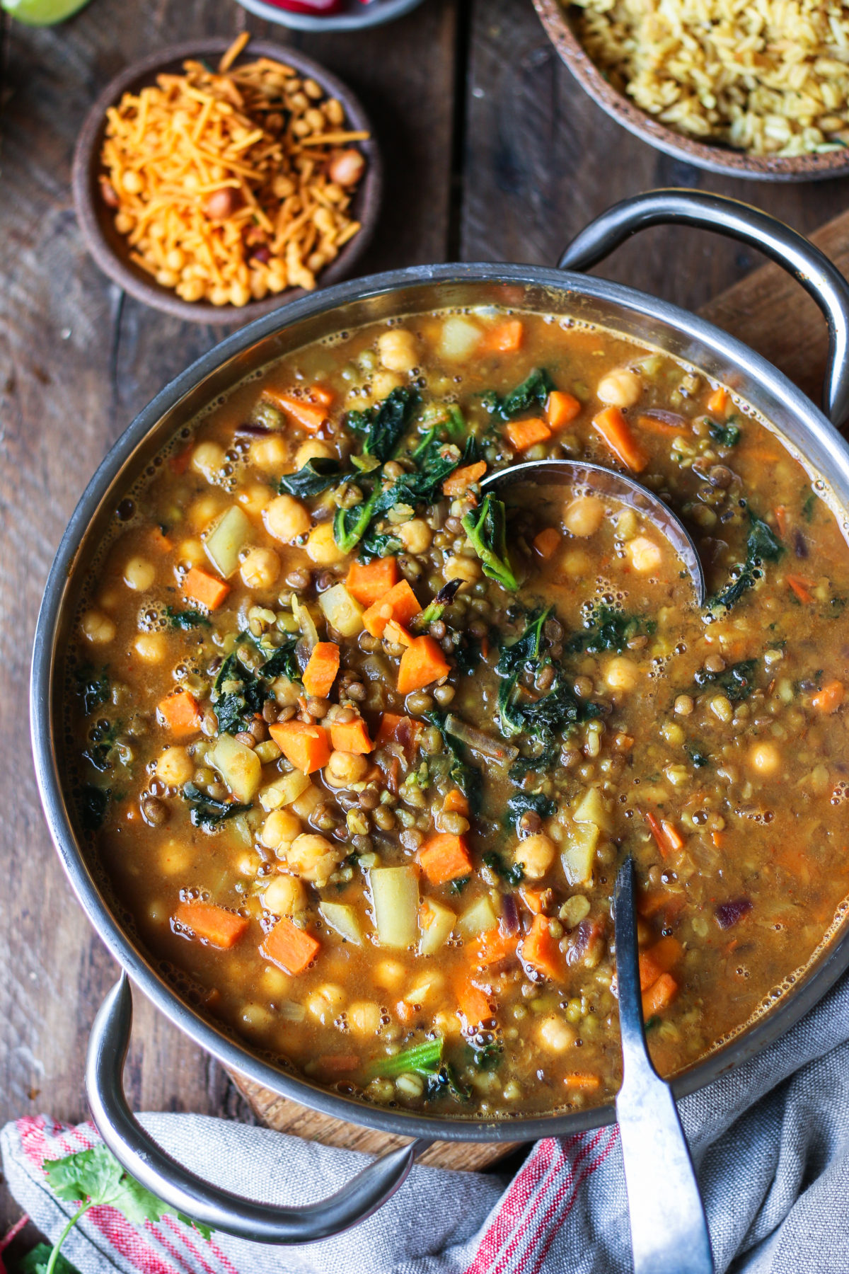 Vegan Healthy Vegetable Dal with Kale, Carrots and Yam