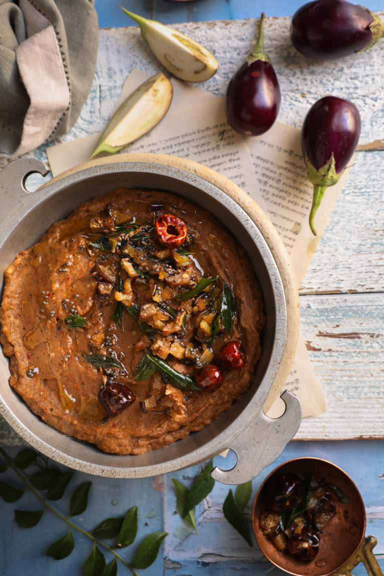 Eggplant Chutney Sutta Kathrikka Chutney Or Brinjal Chutney